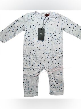 7 FOR ALL MANKIND/NORDSTROM Unisex Blue Paint Spatter Coveralls/Onesie 6…
